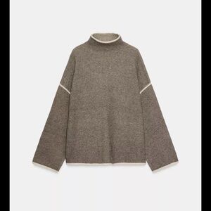 Zara Gray Sweater with Cream Trim